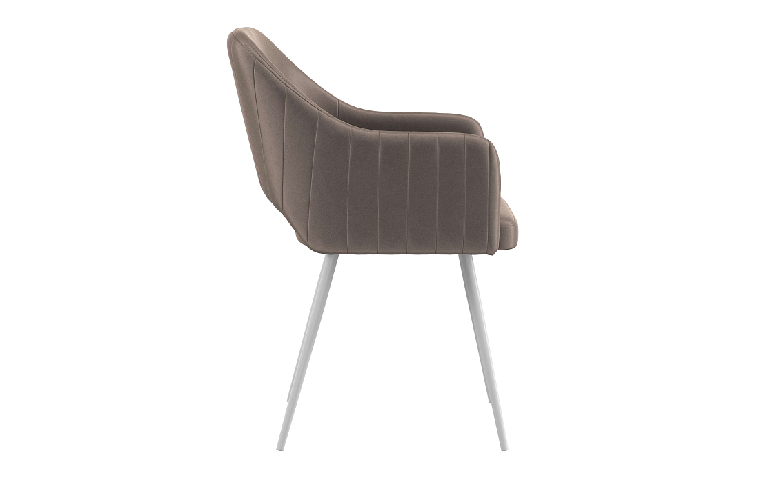 Стул Берта Т велюр конфетти мокко/Цвет металл белый